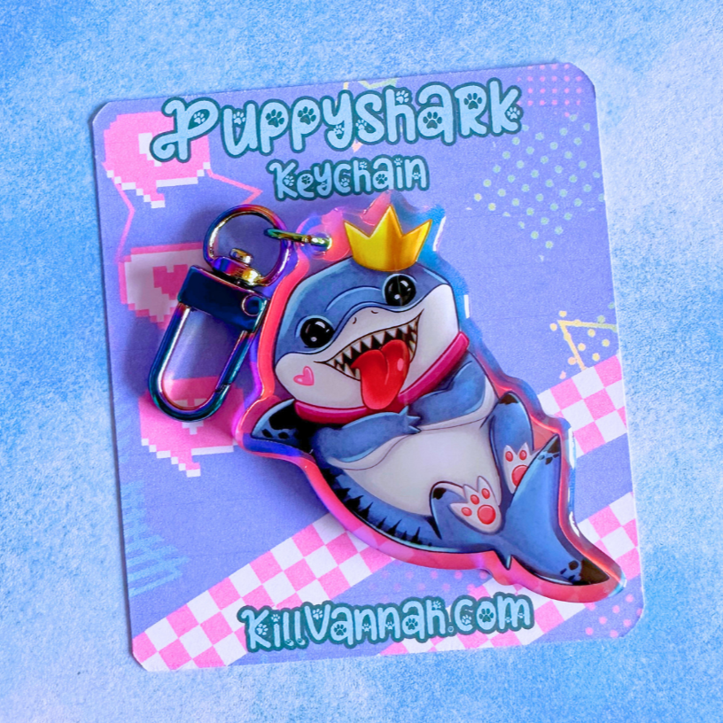Puppy Shark - Double-Sided Rainbow Acrylic Keychain