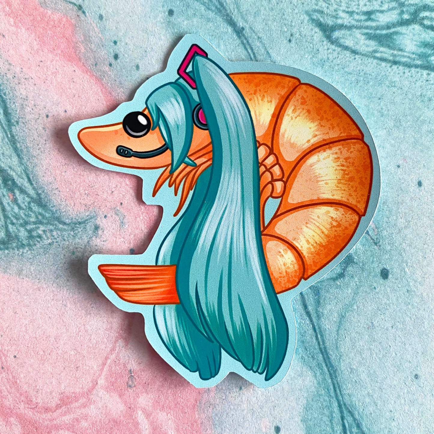 Hatsune Shrimpu - meme sticker - Holographic