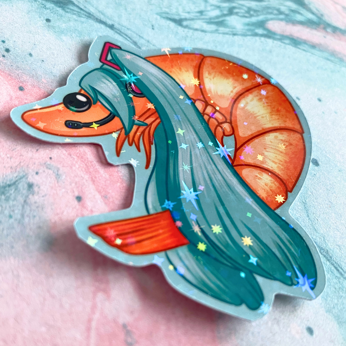 Hatsune Shrimpu - meme sticker - Matt or Holographic