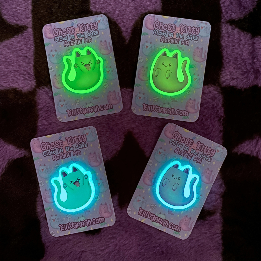 Ghost Kitty - Glow in the Dark Acrylic Pin