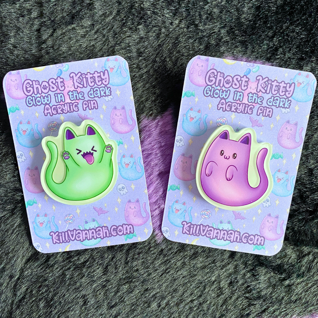 Ghost Kitty - Glow in the Dark Acrylic Pin