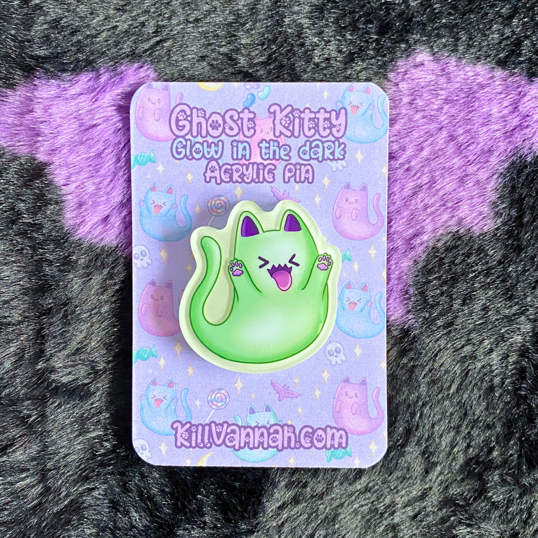 Ghost Kitty - Glow in the Dark Acrylic Pin