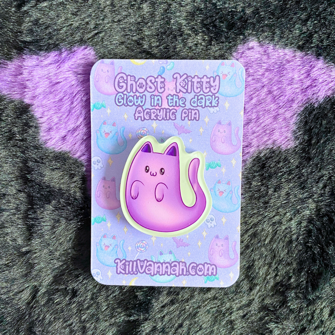Ghost Kitty - Glow in the Dark Acrylic Pin