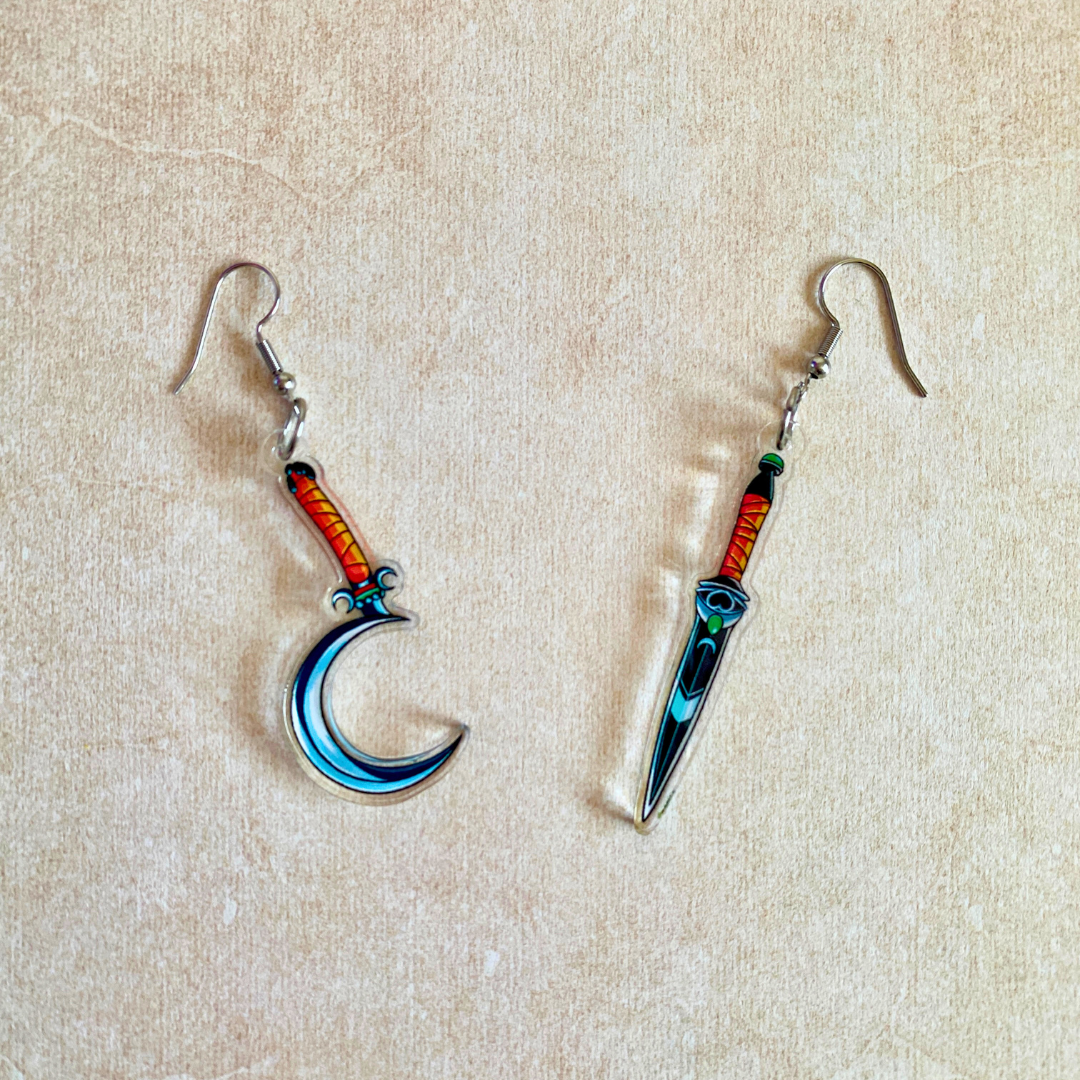 Lim & Oros - Acrylic Hook Earrings Hades 2 inspired