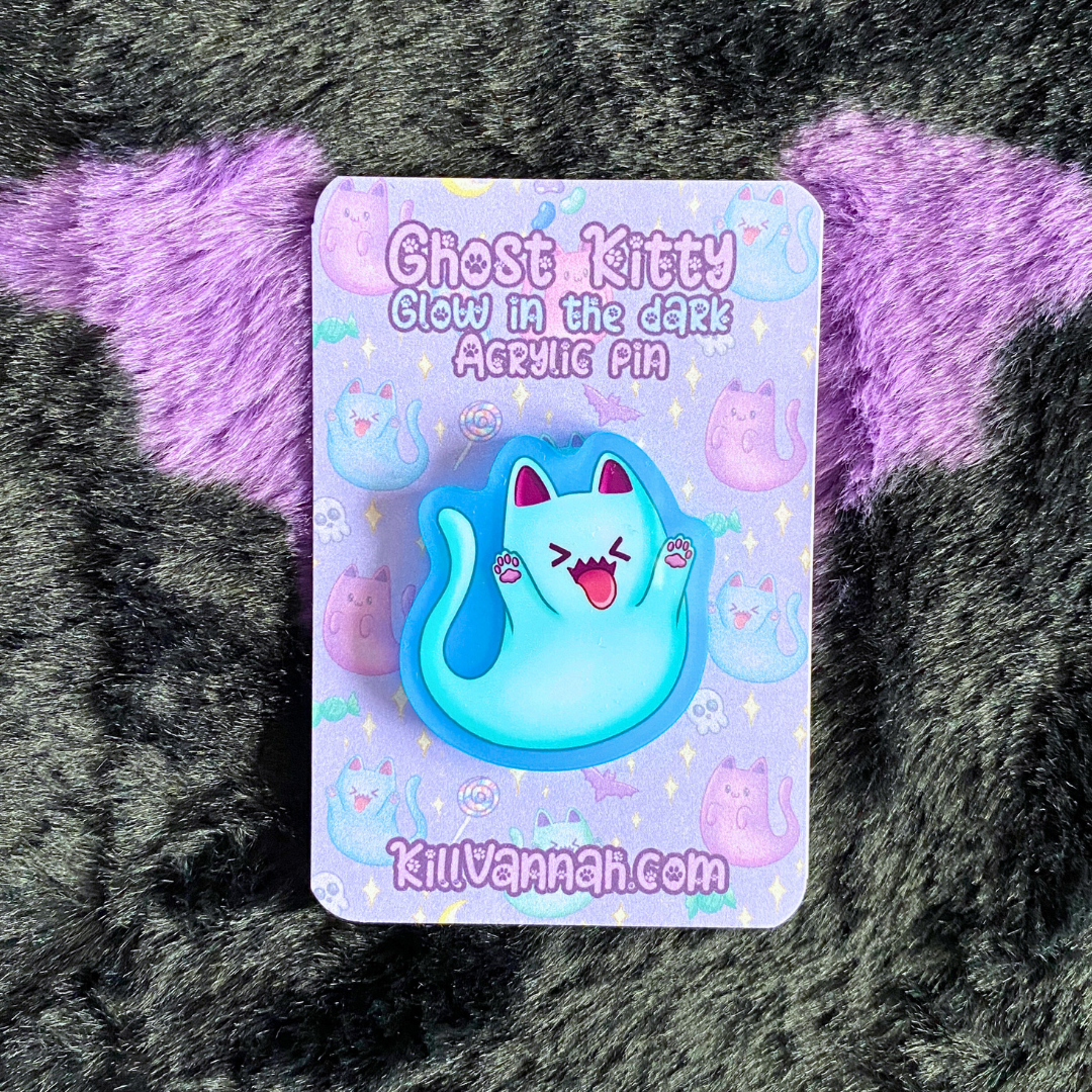 Ghost Kitty - Glow in the Dark Acrylic Pin