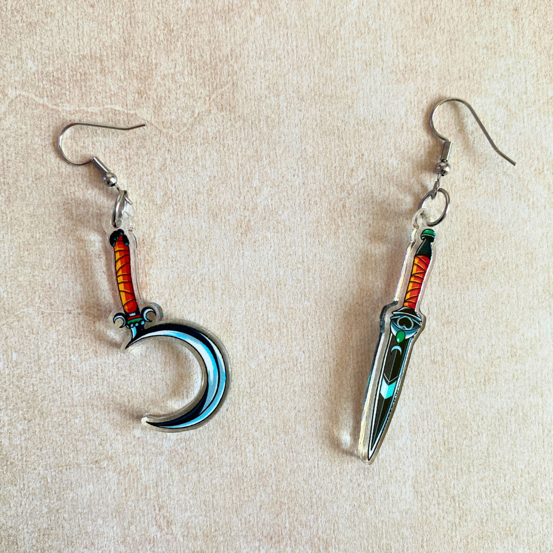 Lim & Oros - Acrylic Hook Earrings Hades 2 inspired