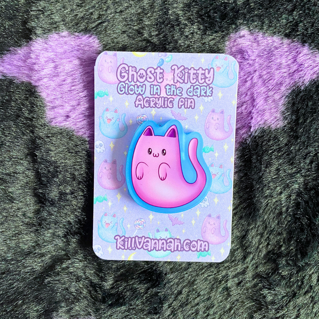 Ghost Kitty - Glow in the Dark Acrylic Pin
