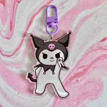 Load image into Gallery viewer, Confident Kuromi &amp; Sad Melody - Glitter Keychain
