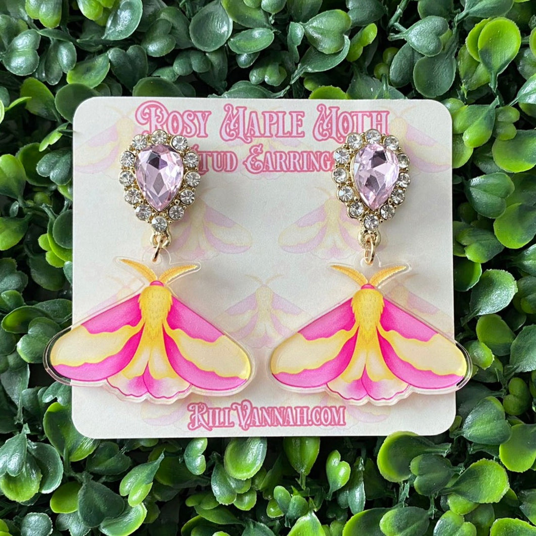 Rosy Maple Moth - Stud Earrings