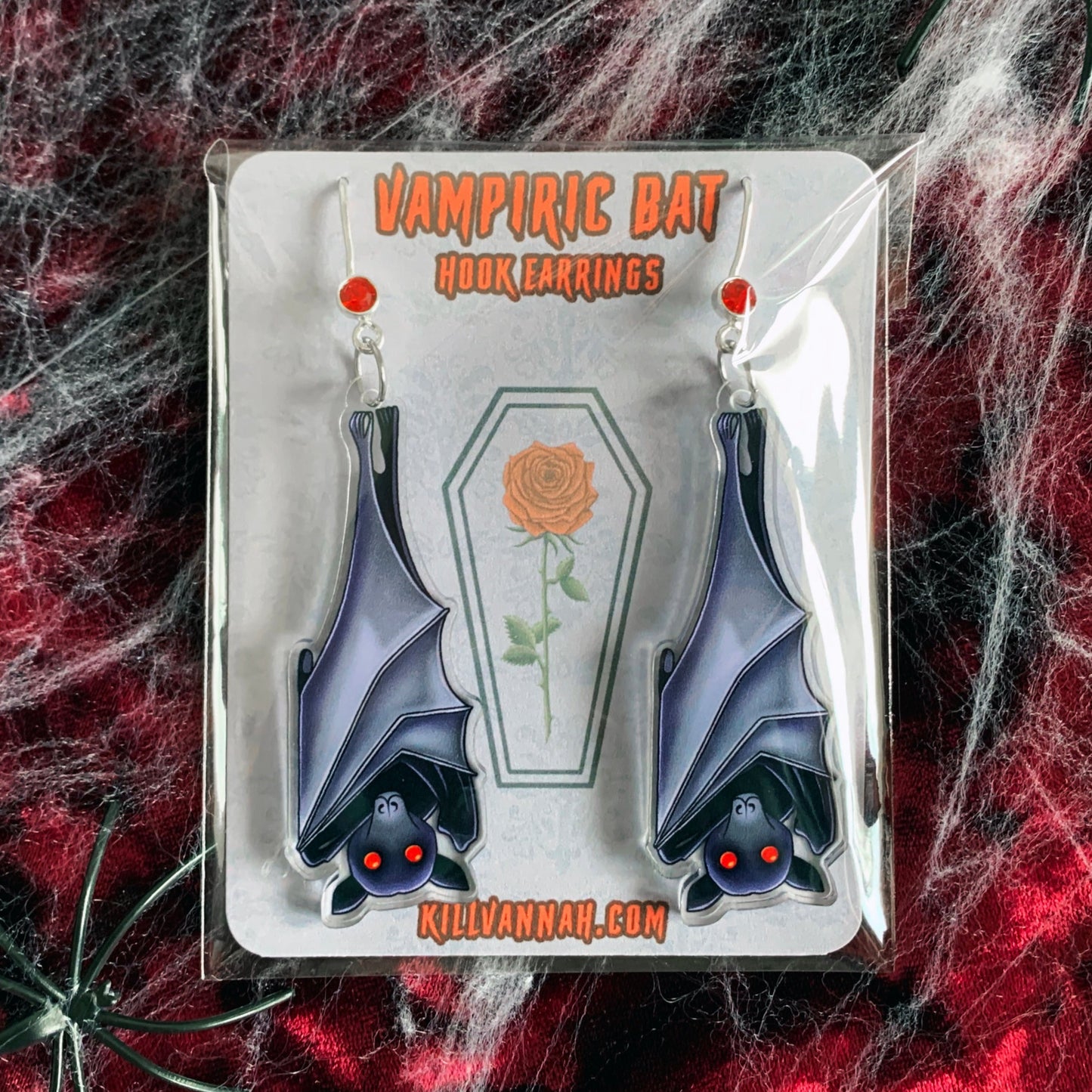 Vampiric Bat - Acrylic Hook Earrings