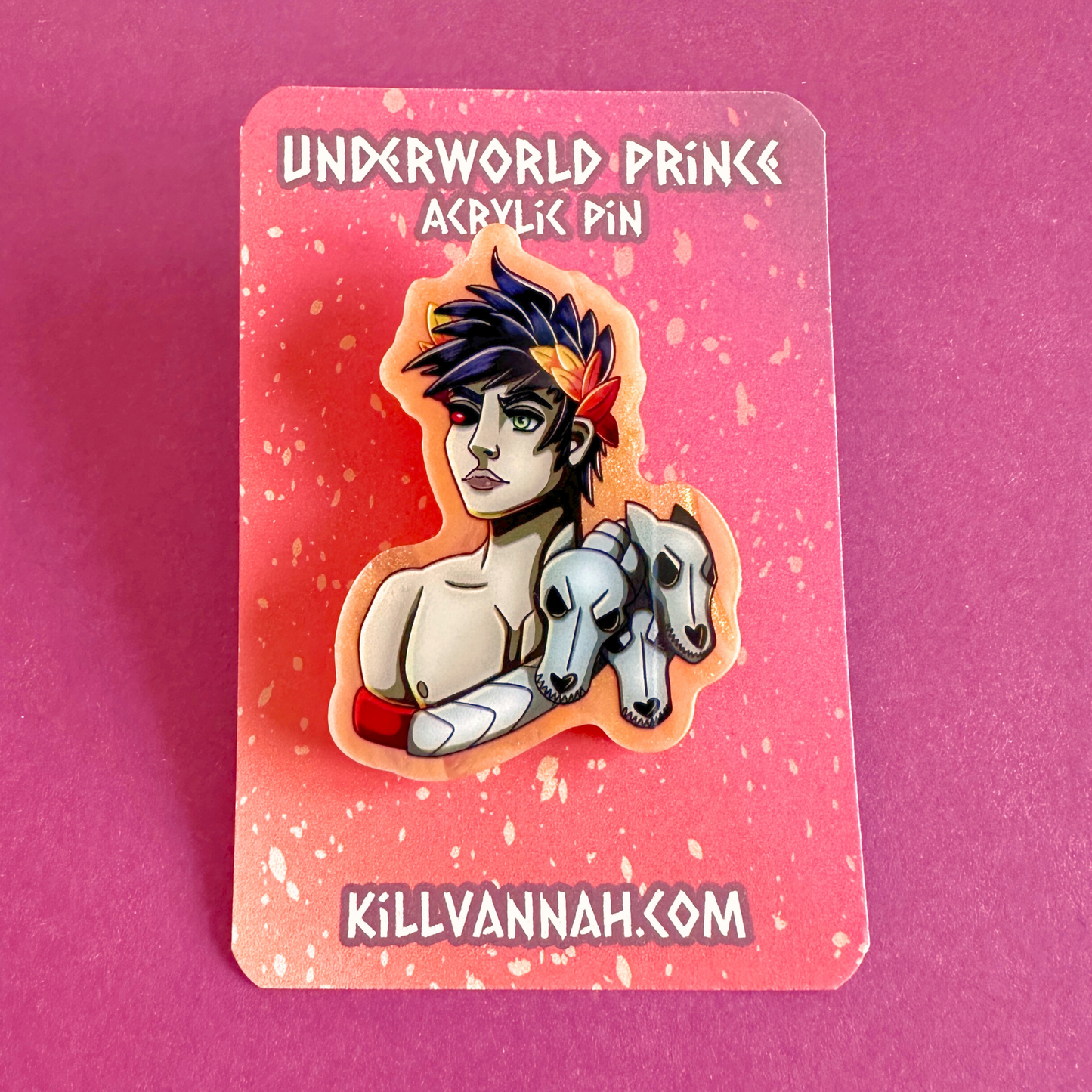 Underworld Prince - Orange Pearl Acrylic Pin - Hades Inspired