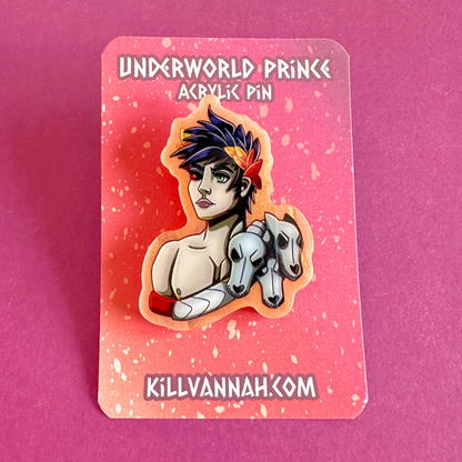 Underworld Prince - Orange Pearl Acrylic Pin - Hades Inspired