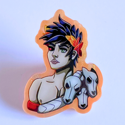 Underworld Prince - Orange Pearl Acrylic Pin - Hades Inspired