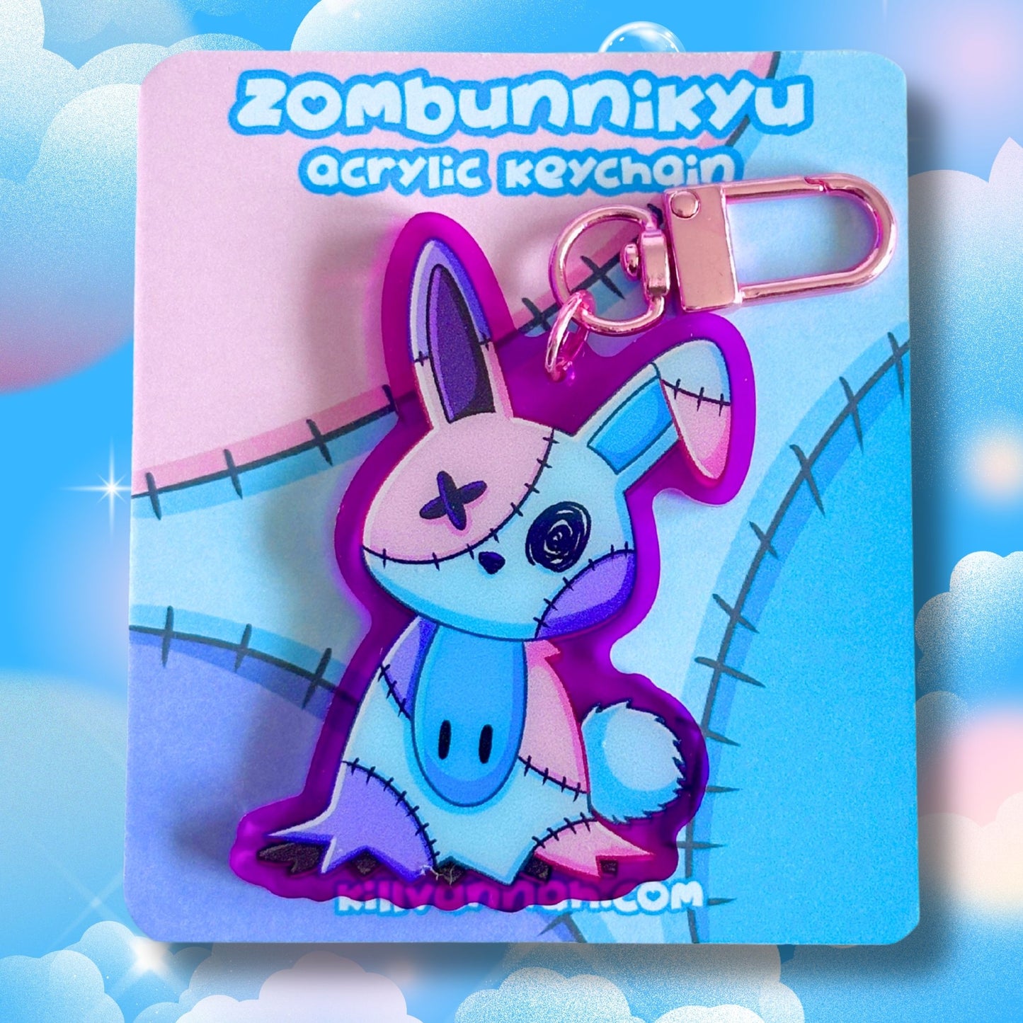 Zombunnikyu - Double-Sided Translucent Purple Acrylic Keychain