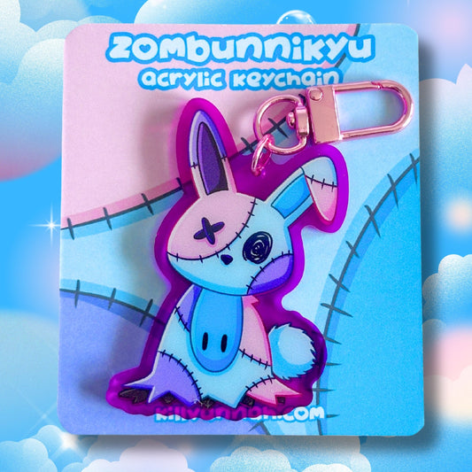 Zombunnikyu - Double-Sided Translucent Purple Acrylic Keychain