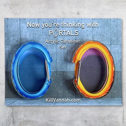 Now You're Thinking With Portals - Portal-Inspired Acrylic Carabiner Set - Great Gift for Gamers