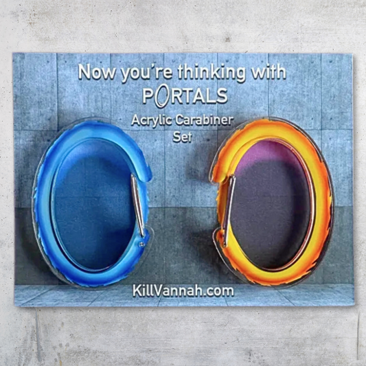 Now You're Thinking With Portals - Portal-Inspired Acrylic Carabiner Set - Great Gift for Gamers
