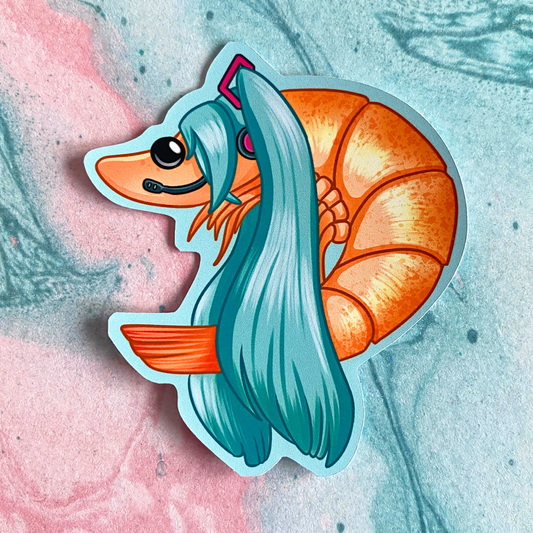 Hatsune Shrimpu - meme sticker - Matt or Holographic