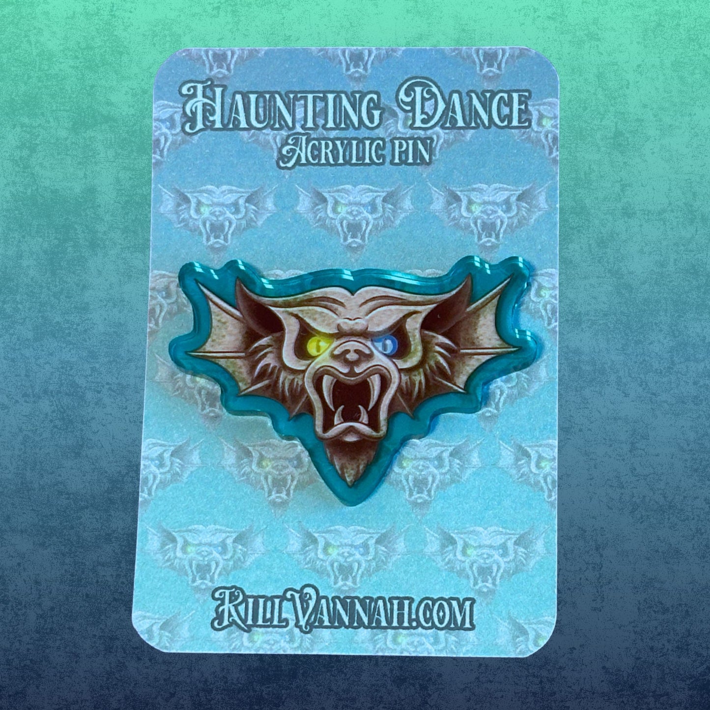 Haunting Dance - Clear Teal Acrylic Pin - Inspired by Danse Macabre