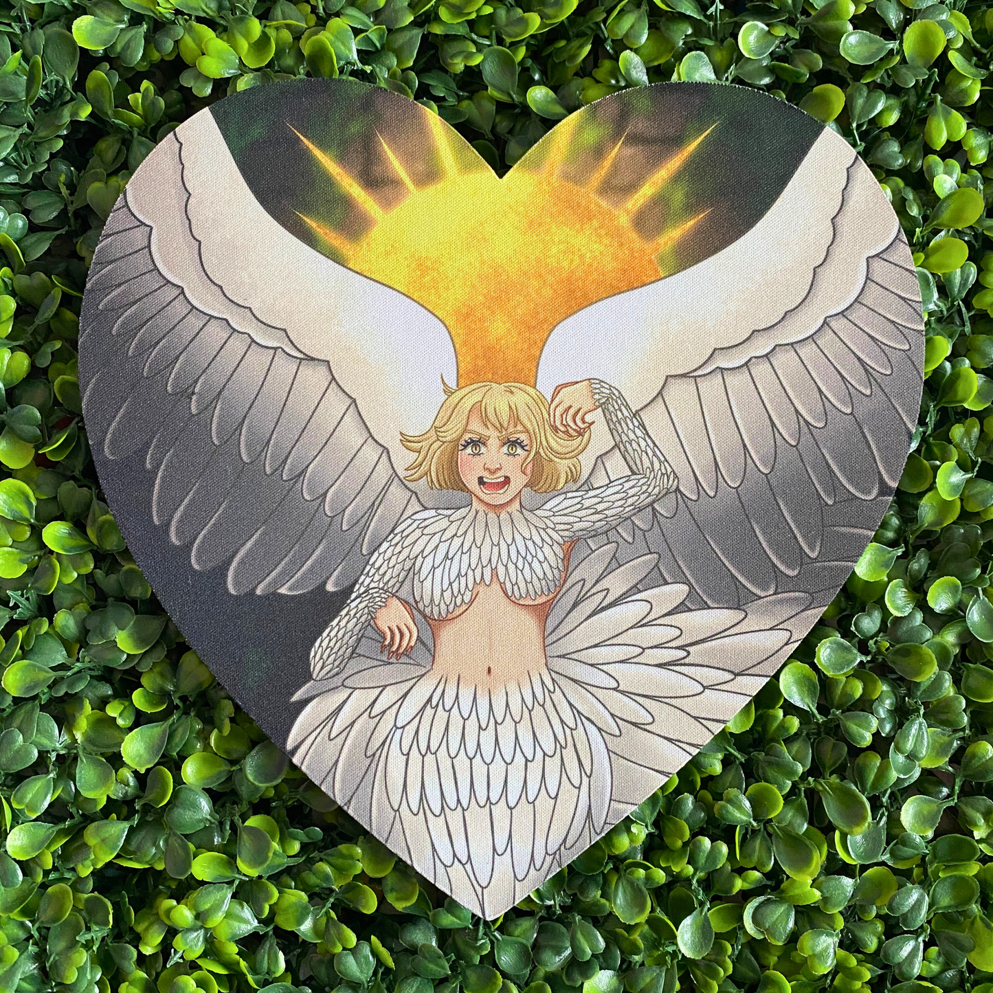 Fallen Chimera - Heart-Shaped Mousepad - Dungeon Meshi inspired