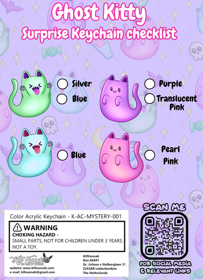 SURPRISE BAG - Ghost Kitty Keychain with Sticker
