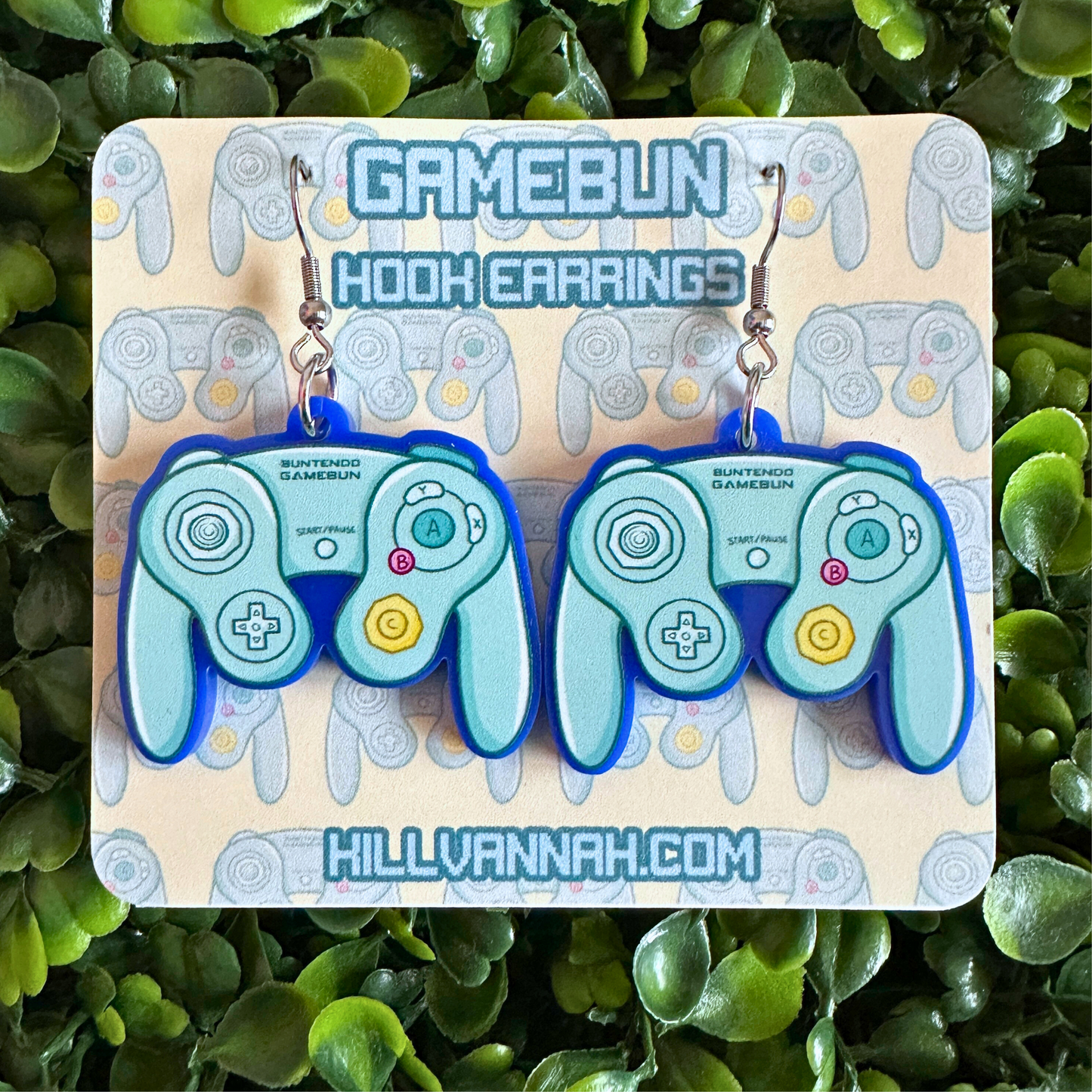 Gamebun - Acrylic Hook Earrings - GameCube Controller Inspired