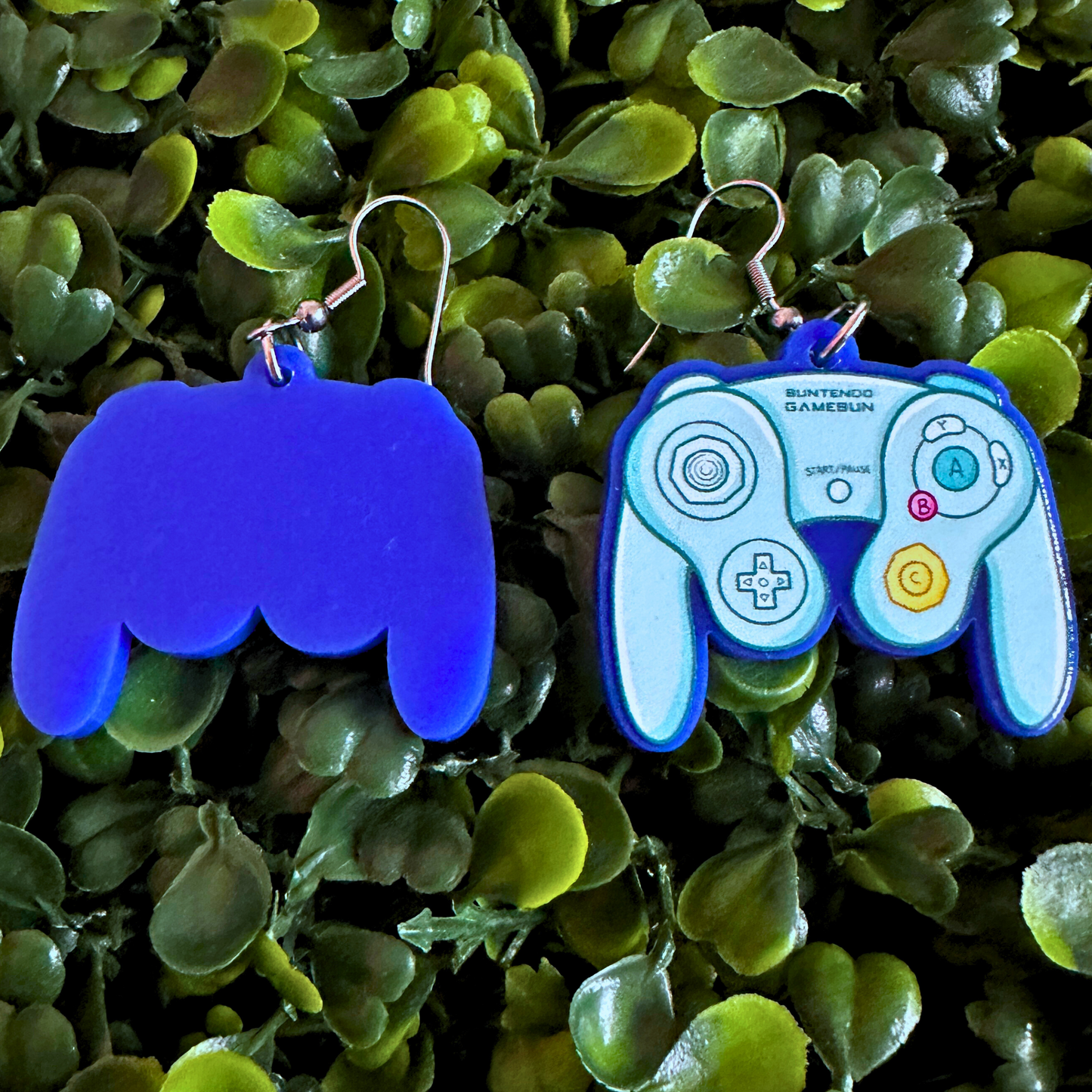 Gamebun - Acrylic Hook Earrings - GameCube Controller Inspired