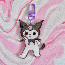 Load image into Gallery viewer, Confident Kuromi &amp; Sad Melody - Glitter Keychain
