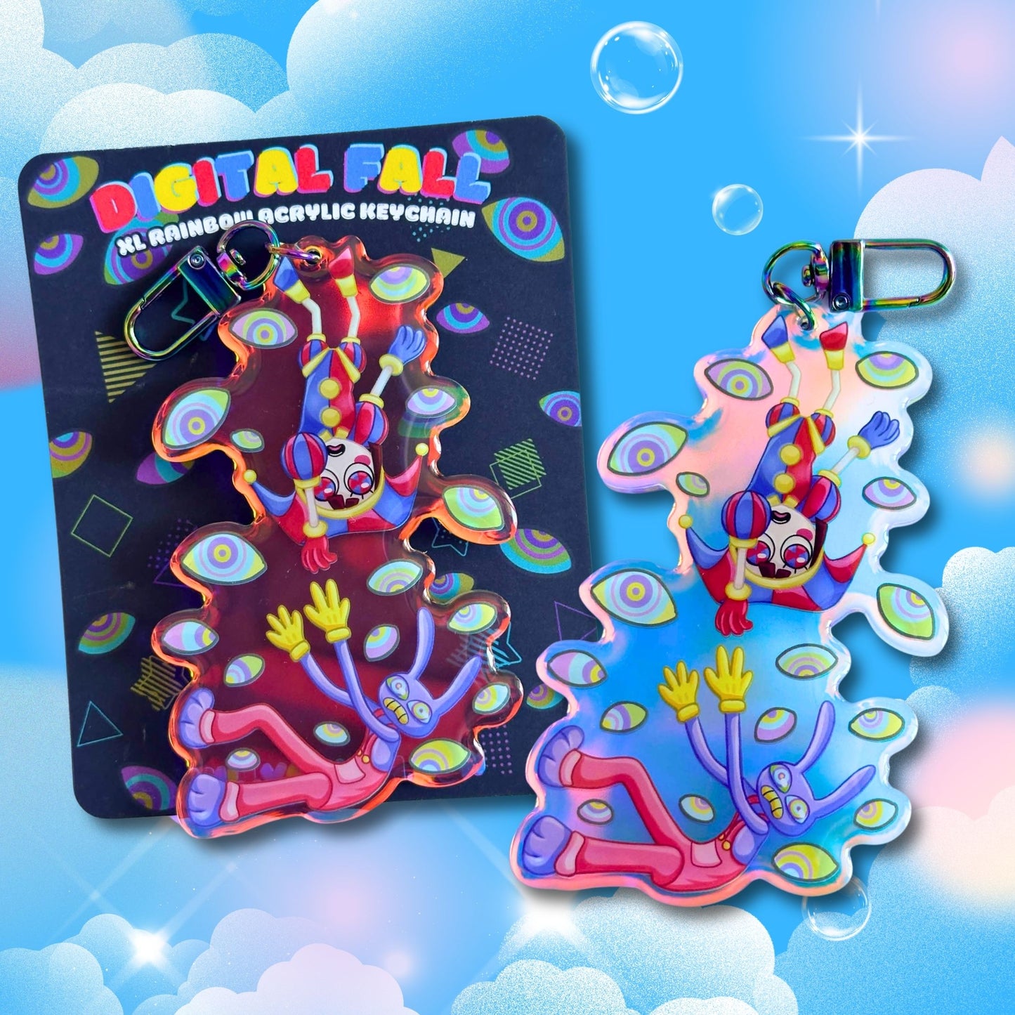 Digital Fall - XL Double-Sided Rainbow Acrylic Keychain - The Amazing Digital Circus Inspired
