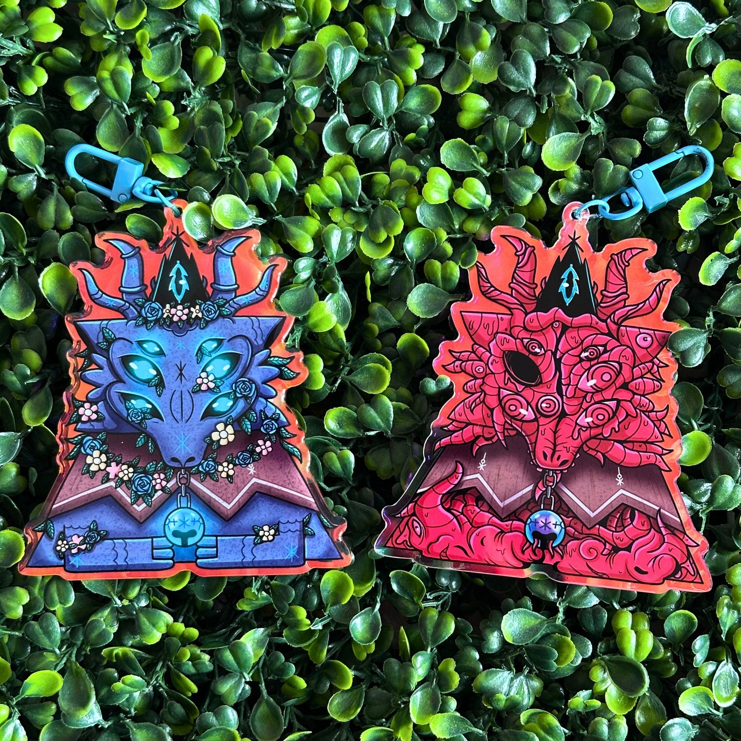 Goddess of Winter - XL Double-Sided Rainbow Acrylic Keychain - Cult of the Lamb inspired