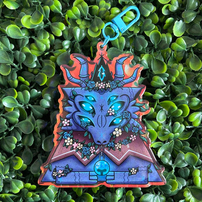 Goddess of Winter - XL Double-Sided Rainbow Acrylic Keychain - Cult of the Lamb inspired