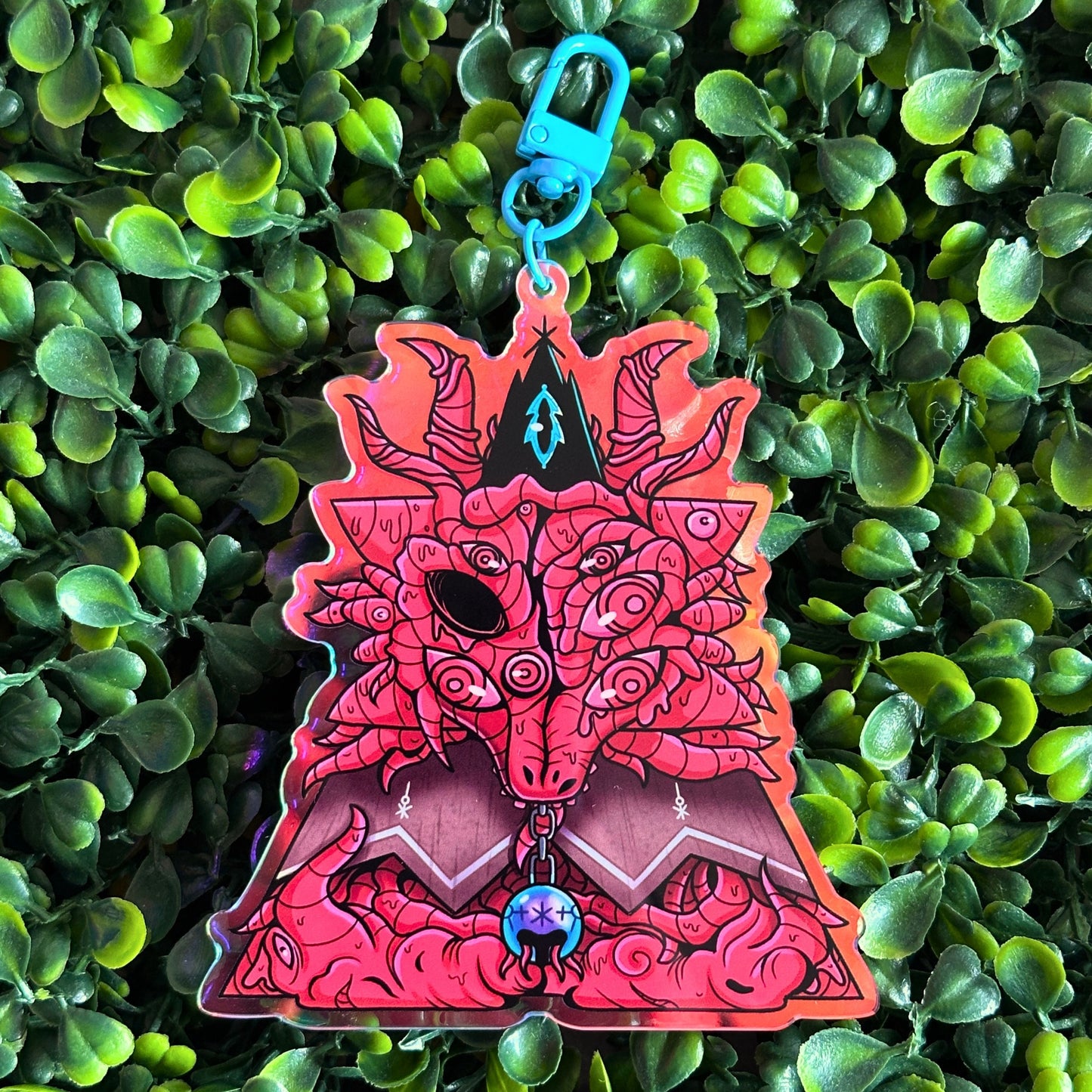 Goddess of Winter - XL Double-Sided Rainbow Acrylic Keychain - Cult of the Lamb inspired