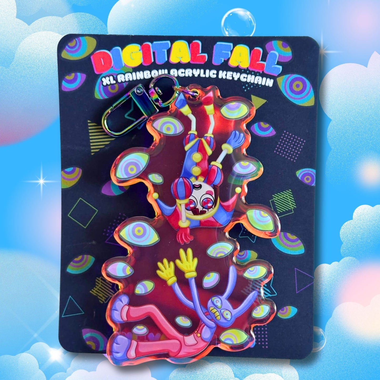 Digital Fall - XL Double-Sided Rainbow Acrylic Keychain - The Amazing Digital Circus Inspired