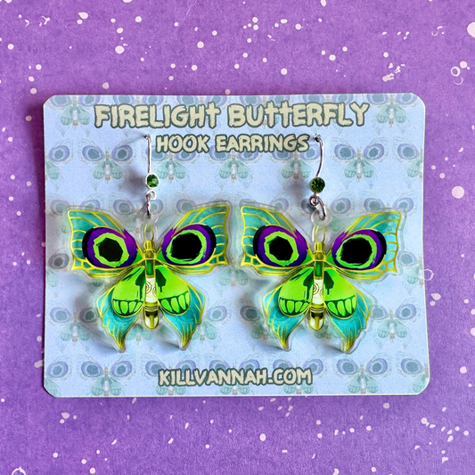 Firelight Butterfly - Arcane inspired Acrylic Hook Earrings