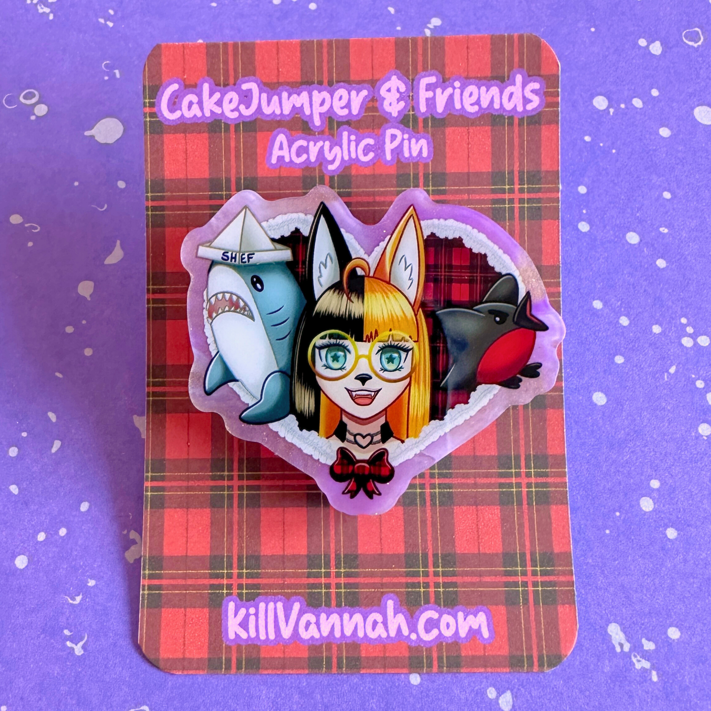 Cakejumper and Friends - Purple Pearl Acrylic Pin - Fanmade Merch