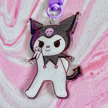 Confident Kuromi & Sad Melody - Glitter Keychain