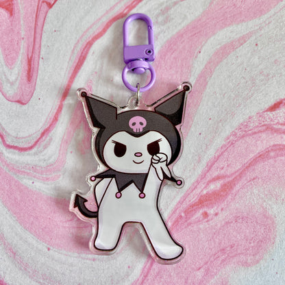 Confident Kuromi & Sad Melody - Glitter Keychain