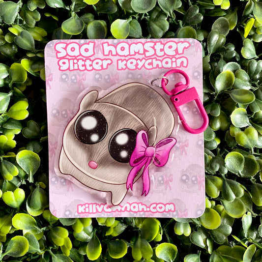 Sad Hamster - Glitter Keychain