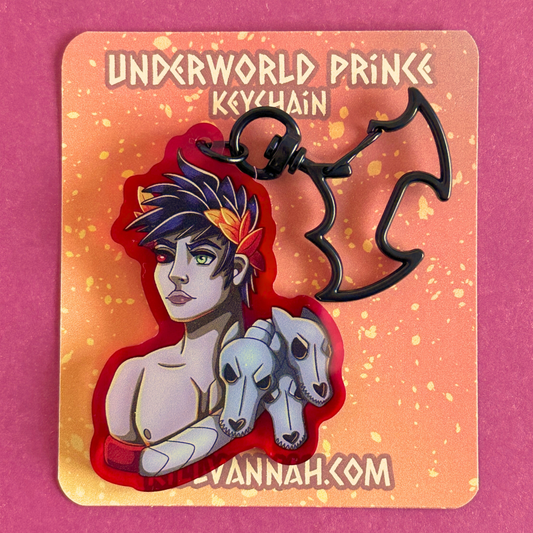 Underworld Prince - Red Double-Sided Acrylic Keychain - Hades 2 Inspired