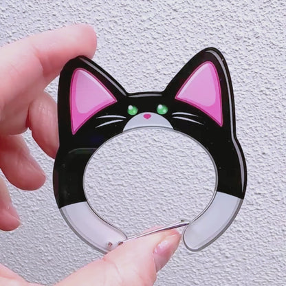 Catabiner - Cute Cat Acrylic Carabiner - Great gift for cat lovers - Tuxedo or Gray Tabby