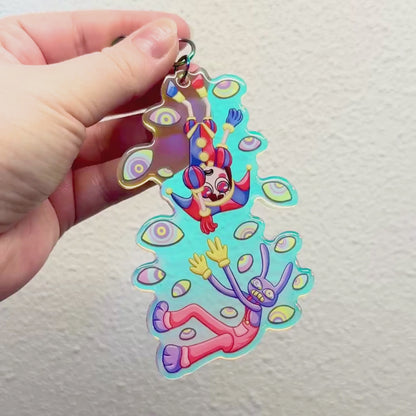 Digital Fall - XL Double-Sided Rainbow Acrylic Keychain - The Amazing Digital Circus Inspired
