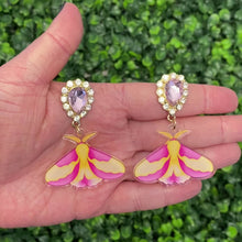 Load and play video in Gallery viewer, Rosy Maple Moth - Stud Earrings
