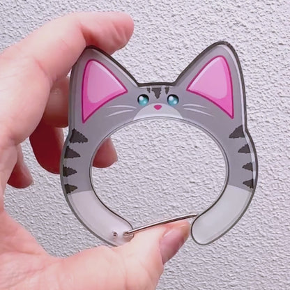 Catabiner - Cute Cat Acrylic Carabiner - Great gift for cat lovers - Tuxedo or Gray Tabby