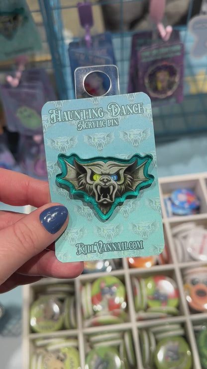 Haunting Dance - Clear Teal Acrylic Pin - Inspired by Danse Macabre