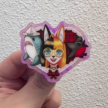 Cakejumper and Friends - Purple Pearl Acrylic Pin - Fanmade Merch