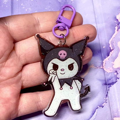 Confident Kuromi & Sad Melody - Glitter Keychain