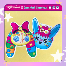 Load image into Gallery viewer, Holographic Decora Buns sticker - KillVannah x Gnarwhal Crochet collaboration
