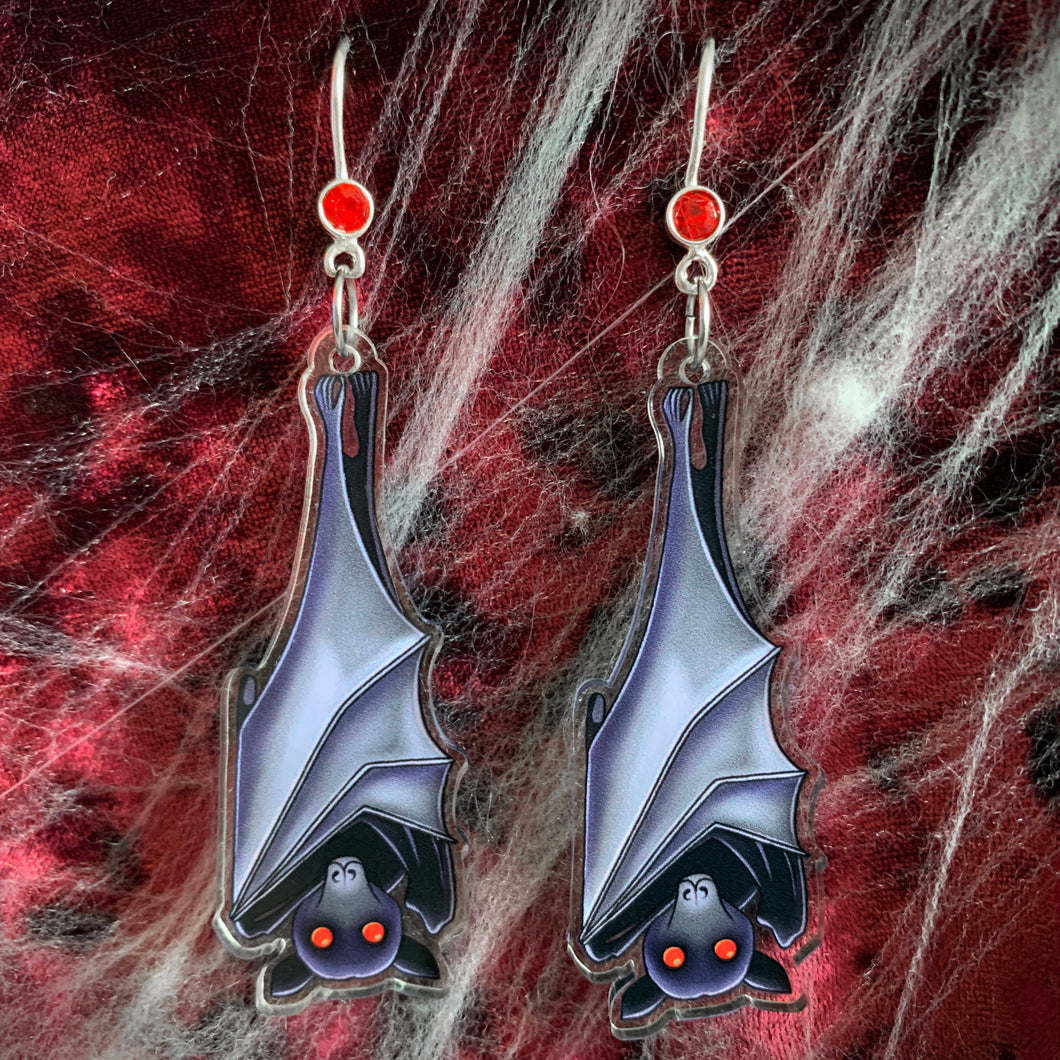 Vampiric Bat - Acrylic Hook Earrings
